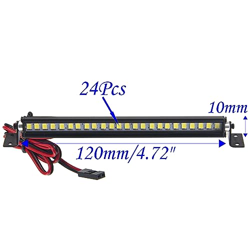 4.72" RC 24Led LED Light Bar Roof LED Lamp Body Shell Roof Light Compatible with Traxxas TRX-4 SCX10 90046 D90 SCX10 II CC01 Redcat Gen7 1/10 RC Crawler Car Truck