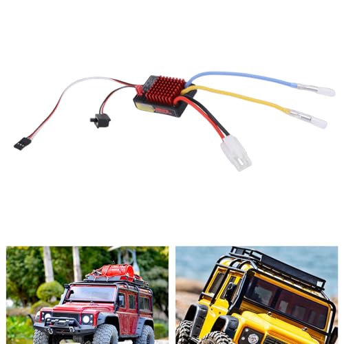 Drfeify 60A Brushed ESC, Water Proof RC Electronic Speed Controller for SCX10 D90 Crawler Cars, 320A Peak with 1/10 1/12 Scale