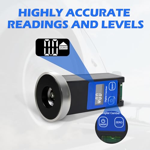 Universal Wheel Alignment Tool, Magnetic Digital Caster Camber Gauge, LCD Camber Alignment Tool for Car Truck RV SUV Motorcycle, 90° to + 90°