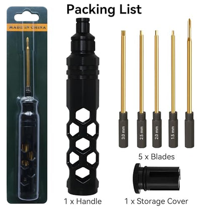 RC Hex Driver Set - 5 in 1 Hex Screwdriver Set 1.5mm 2.0mm 2.5mm 3.0mm Phillips Screwdrivers Allen Repair Tools for Traxxas SCX24 TRX4 Arrma Helicopter RC Car Tool Kit Black - color: Black