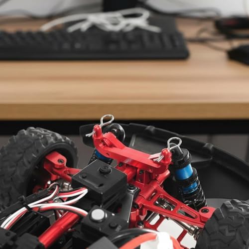 Set RC Car Kit Chassis Upgrade Steering Cups Swing Arms Aluminum 6061 CNC Machined Adjustable Tie Rods Semi Metal Shocks Suitable for 1/14 14211 Courses Trails Gravel Paths, Silver - color: Silver