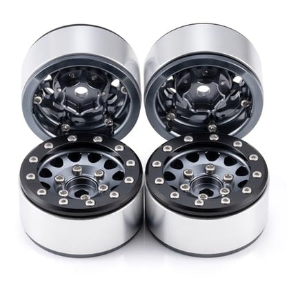 Aluminium 1.55" RC Beadlock Wheel Hub Rims for AXIAL UTB18 D90 TF2 CC01 AX90069 MST JIMNY 1/10 RC Crawler Trail Truck Car Upgrade Parts (Titanium) - color: Titanium