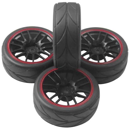 ShareGoo 12mm Hex Wheel Rims & OD 2.59" Rubber Tires for RC 1/10 On-Road Touring Car