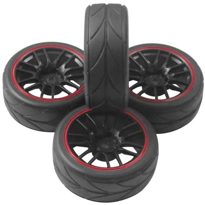 ShareGoo 12mm Hex Wheel Rims & OD 2.59" Rubber Tires for RC 1/10 On-Road Touring Car
