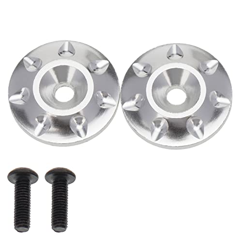 2PCS Metal Rear Wing Buttons Washer,Universal Rear Fixed Tail Protection Spacer/Gasket Compatible with 1/10 RC Off Road Short Truck Buggy Racing Car(Silver) - color: Silver