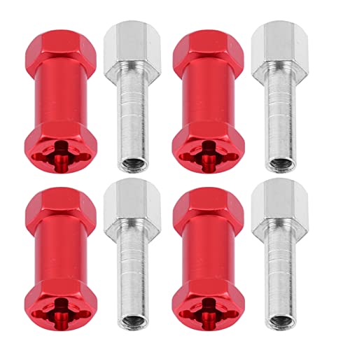 VGEBY RC Hub Adapter, 4pcs 12mm Wheel Hex Hub Extension Adapter Drive Hub Widener Metal Adaptor for RC Vehicle Parts(25mm Red) 12Mm Spacers 12Mm Spacers 12Mm To 17Mm Hex Wheel Adapter