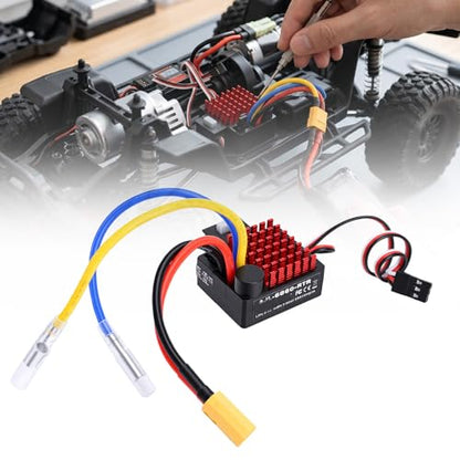 Drfeify RC Car Brushed ESC, Remote Control 60A Brushed ESC, Waterproofing Electronic Speed Controller for 1/10 Scale RC Crawler Car