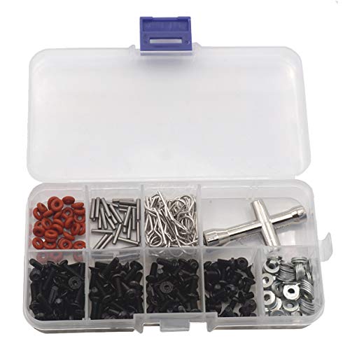 Vgoohobby Special Repair Tools Kit Screws Box Set M3 Flat Washer Body Clips Pins Compatible with Traxxas HSP HPI Redcat Axial 1/8 1/10 RC Car Truck (240/lot)