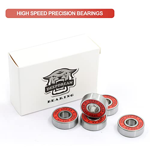 Premium 20Pcs 608rs Bearings Skateboard Bearings Longboard Bearings (8x22x7mm) for Skate Double Rubber Sealed Deep Groove - size: 608-2rs-red