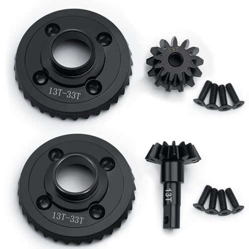 LSG Hard Steel Front Differential Ring/Pinion Gear for Tra-xxas 1/7 UDR | 13T/33T Hot Racing Helical Fiff Gears fro 1/7 UDR Unlimited Desert Racer 8579, RC Car Gear Set Upgrade Part - size: Front