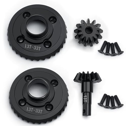 LSG Hard Steel Front Differential Ring/Pinion Gear for Tra-xxas 1/7 UDR | 13T/33T Hot Racing Helical Fiff Gears fro 1/7 UDR Unlimited Desert Racer 8579, RC Car Gear Set Upgrade Part - size: Front