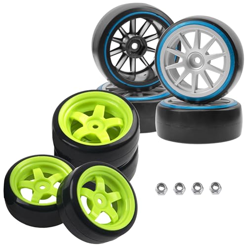 5-Spoke Hard Plastic Wheel Rims & Plastic Tires 12mm Hex & 1/10 RC Hard Plastic Drift Tires & Wheel Rims 12mm Hex 10-Spoke