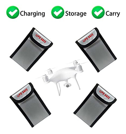 4PCS 90 * 55 * 140mm Lipo Battery Safe Bag Fireproof Charging Bag for RC Lipo Battery Pack Storage Charging Transport, Home Office Travel Lipo Safe Storage Pouch - size: 90x55x140mm (4 pcs)