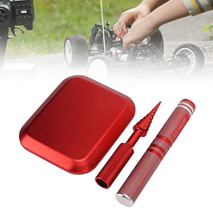 RC Repair Tools Kit, Punch Cross Wrench Body Reamer Set for Remote Control Model Upgrade Maintenance, Aluminum Alloy Stainless Steel RC Car Part with Magnetic Screw Tray, Universal (Red) - color: Red
