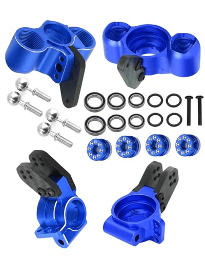 RC Upgrades Part for 1/8 Typhon/Talion 6S BLX,1/7 Felony/Mojave/Infraction/Limitless 6S BLX,Alloy Front Knuckles Steering Blocks &Rear Hub Stub Axle Carriers,Navy Blue - color: Navy Blue