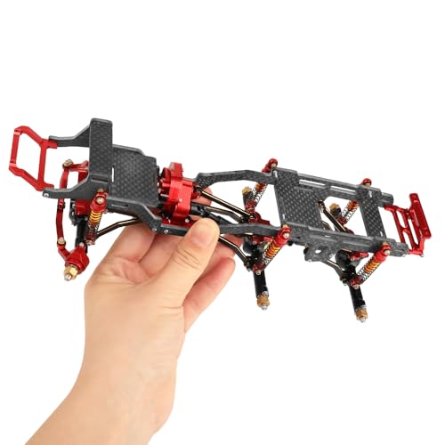 LCG 6x6 8×8 Carbon Fiber Chassis Frame with Metal Axles for 1/24 RC Crawler Car Axial SCX24 Refit Kit (6X6 red) - color: 6x6 Red
