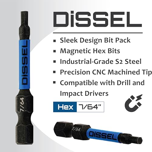 7/64 Hex Bit Set - SAE Magnetic 7/64 Allen Wrench, Durable S2 Steel Hex Driver for Bike, Furniture & RC Repairs (6pc). Impact Grade Allen Bits Designed for Precision and Durability. - size: 7/64", style: SAE