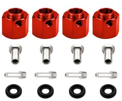4PCS 12mm Hex Hub 10mm Offset Wheel Hex Extension for Traxxas TRX4 TRX6 | CNC Metal Wheel Spacer for RC Crawlers Helps Increase Track Width and Side-Hill Stability Reduce Vibration Add Tire Clearance - color: red