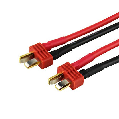 2pcs Anti-Skid T-Plug Style Connector to 4mm Banana Plugs Battery Charge Lead Adapter 14awg 30cm 11.8in Cable(Pack of 2)