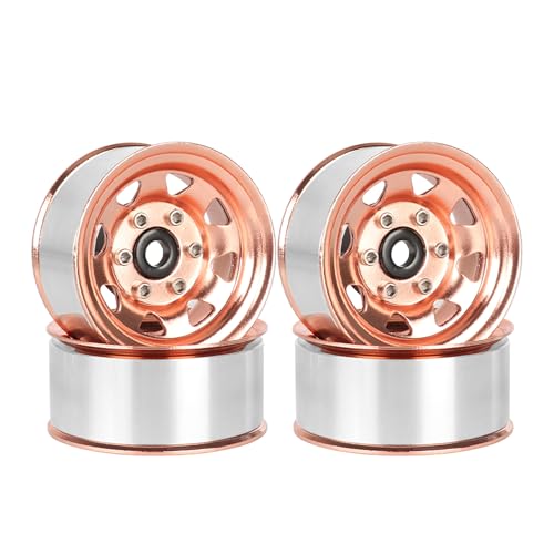 4PCS 1.55 inch Metal Beadlock Wheel Hub RC Car Aluminum Alloy Wheel Rim for 1/10 RC Crawler Car for Axial 90069 D90 TF2 Tamiya CC01 CC02 LC70 LC80 MST(Rose Gold) - color: Rose Gold