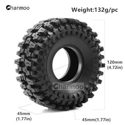 1.9 RC Crawler Tires With Foam Insert 1/10 Soft Rubber Mud Grappler Wheels Tyres OD 4.72" For 1:10 Rock Crawler Car Traxxas TRX4 Axial SCX10 II RC4WD D90 TF2 Tamiya CC01 Gen8 1.9" Rims 4PCS