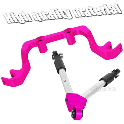 RC Front Tie Rods with Stabilizer Upgrades Part for 1/10 Slash 4X4 LCG,Alloy Aluminium Front Positive and Negative Teeth Pull Rod + Fixed Code Combination-Set,Pink - color: Pink - (Upgrades)