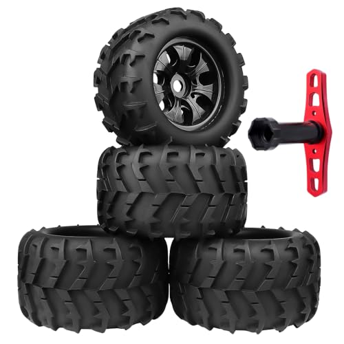 PreGlued 1/8 RC Monster Truck Buggy Wheels and Tires 17mm Hex with Foam Inserts for Traxxas Maxx Tmaxx E-Revo 2.0 3.3 Arrma Kraton Typhon 6S HSP HPI Savage Flux Redcat Kaiju