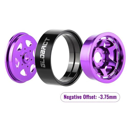 GLOBACT 1.3" Beadlock Wheels for SCX24 AX24 TRX4M 1/18 1/24 (Purple) - color: Purple