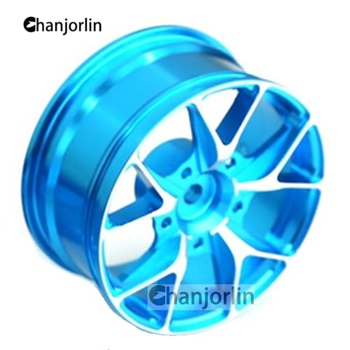 1/10 On Road Drift Wheels Rims Hex 12mm RC Aluminum Alloy Rally Racing Hubs for 1:10 Scale Touring Street Car Tires Tamiya TT01 TT02 HSP 2S 3S Brushless HPI KYOSHO XV02 XV01 4PCS (Blue) - color: Blue