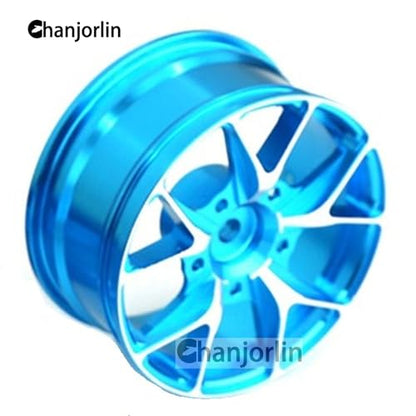 1/10 On Road Drift Wheels Rims Hex 12mm RC Aluminum Alloy Rally Racing Hubs for 1:10 Scale Touring Street Car Tires Tamiya TT01 TT02 HSP 2S 3S Brushless HPI KYOSHO XV02 XV01 4PCS (Blue) - color: Blue