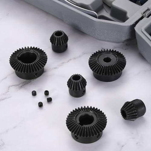 uxcell 2Pcs Tapered Bevel Gears Set, 1.5 Mod 1:2 (15T/30T) Harden Steel Straight Bevel Gear, 90 Degree Steering Motor Gears, (5/19mm Shaft Hole with Keyway) - size: 5/19mm