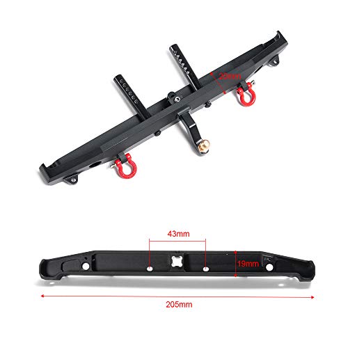 RCLions Metal Rear Bumper with Lights/Shackles/Trailer Hitch for TRX4,SCX10-ii 90046 1/10 RC Crawler Car