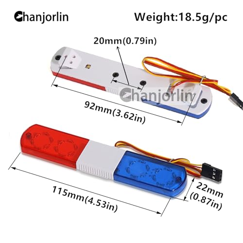 1/10 RC Car Simulation Police Lights Multi-Function Flash LED Lamp Nine Flashing Light Modes for 1/8 Crawler Off Road Rally Truck Cars HSP Traxxas Tamiya RC4WD Axial Arrma (Red 115mm) - color: Red 115mm