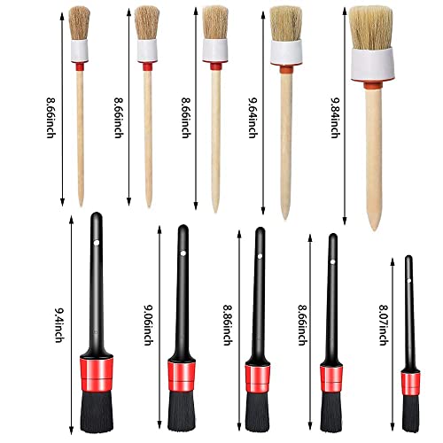 10PCS Car Auto Detailing Brushes Set Interior & Exterior Cleaner | Wheels, Leather, Dashboard, Vents, Engine, Hard-to-Reach Areas, Detail Kit, Cleaning Tools, Automotive, Garage, Gift.