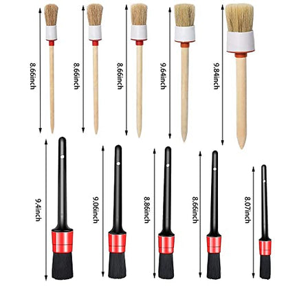 10PCS Car Auto Detailing Brushes Set Interior & Exterior Cleaner | Wheels, Leather, Dashboard, Vents, Engine, Hard-to-Reach Areas, Detail Kit, Cleaning Tools, Automotive, Garage, Gift.