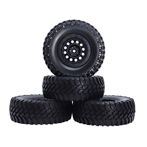 REhobby 4PCS 1/10 Scale OD 100MM 1.9inch Wheel Tires 12mm Hex Plastic Hub for 1:10 Tamiya CC01 D90 D110 SCX10 Rock Crawler Car