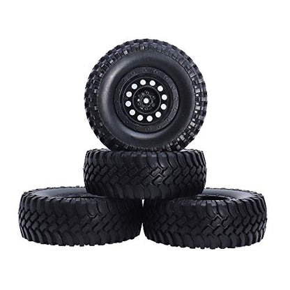 REhobby 4PCS 1/10 Scale OD 100MM 1.9inch Wheel Tires 12mm Hex Plastic Hub for 1:10 Tamiya CC01 D90 D110 SCX10 Rock Crawler Car