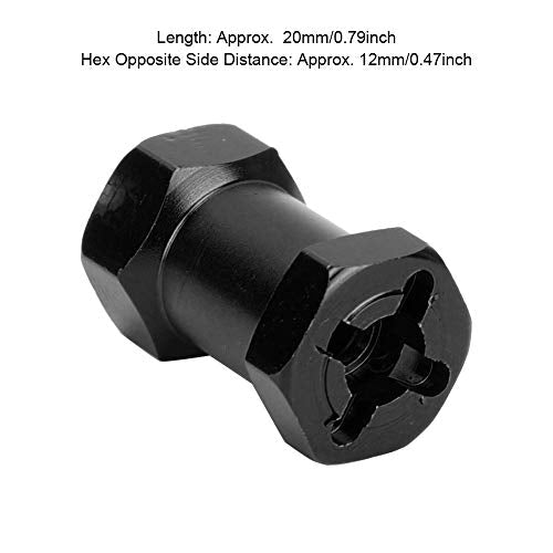 Generic 20mm Extension Wheel Hub Hex Drive Adapter, Durable Aluminium Alloy, Easy Install for 1/10 RC Drift Cars, 4PCS, SilverRedBlack (Black) - color: Black