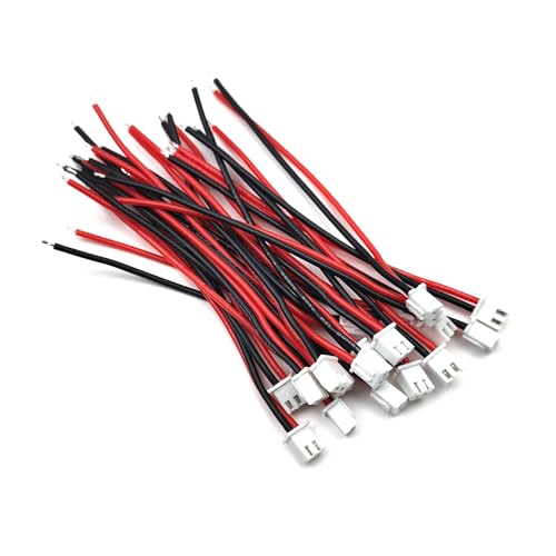 20 Sets Mini Micro JST-XH 2.54mm Pitch 2 Pin Male Connector with 10cm Silicone Wire Cables and Female Socket