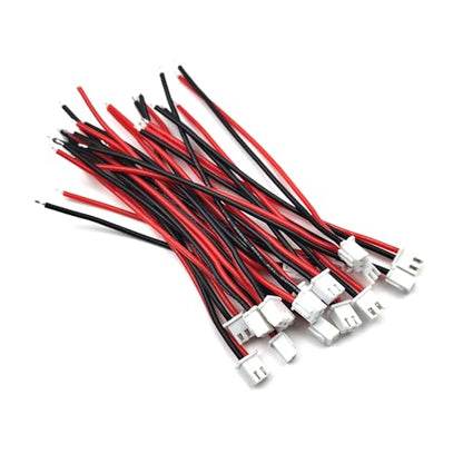 20 Sets Mini Micro JST-XH 2.54mm Pitch 2 Pin Male Connector with 10cm Silicone Wire Cables and Female Socket