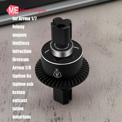 2PCS Front Rear Limited Slip Differential EXB Diff Gear 43T 10T for Arrma 1/7 Infraction Fireteam Mojave Limitless 1/8 Kraton Outcast Notorious Talion Typhon 6S BLX & EXB Upgrade Parts Black