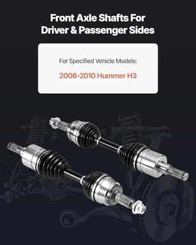 VEVOR CV Axle Shaft Assembly, 2 Pieces Front Left & Right Side (Driver and Passenger Side), Automotive Replacement CV Joint Axles Pair Compatible with 2006-2010 Hummer H3, Alloy Steel & Carbon Steel - size: 2006-2010 Hummer H3, style: Front Driver and Pas