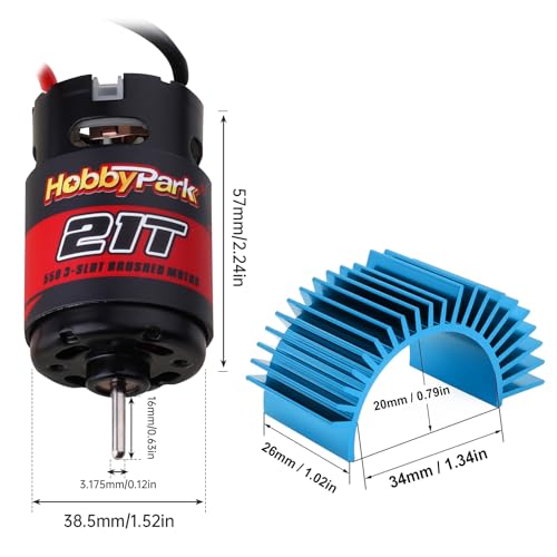 Hobbypark 21T Motor 550 Brushed Motors w/Heatsink for 1/10 RC Crawler Car Traxxas TRX4 TRX6 Axial SCX10 II III Redcat Gen7 Gen8 RC4WD - size: 21T