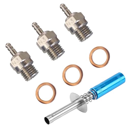 Hot Spark Glow Plug N3 No.3 70117 and Glow Plug Ignitor Igniter Nitro Engine Starter Tools