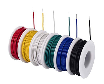 TUOFENG 18 AWG Solid Wire, Tinned Copper, 6 Colors, 20 ft Each | 18 Gauge, PVC (OD: 1.88 mm), 6 m Each, Jumper Wire, Hook up Wire Kit - size: 18 AWG PVC Solid Wire 6 Colors 20ft Each