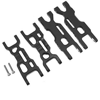 Metal Front & Rear Suspension Arms A-Arms Set Compatible with Losi 1/18 Mini-T 2.0 2WD Stadium RC Truck Hop-Up Parts (Black) - color: Black