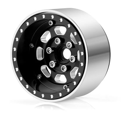 MORLORDY 4PCS Aluminum 1.9" Beadlock Wheel Rims for Most 1/10 RC Crawlers SCX10 90046, SCX10 I II III, TRX4, TRX6, CCO1, RC-4WD, D90, Wraith 90018, RR10 90048, 90053, RBX10, VS4-10, Gen7 8 (Black) - color: Black