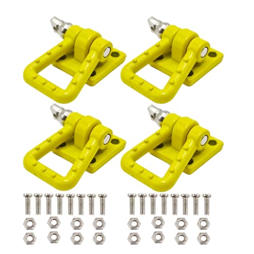 4PCS 1/10 RC Crawler Car Metal Trailer Tow Hooks Buckle Winch Shackles RC Decorations Accessories for 1:10 Rock Crawler Truck Car Traxxas TRX4 SCX10 Redat Axial RC4WD Tamiya D90 (Yellow) - color: Yellow