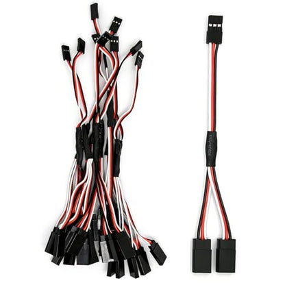 15PCS RC Servo Y Extension Cable 3-Pin Male to Dual Female Y Harness Splitter, 200mm Servo Extension Wire Compatible with JR Futaba JST for RC Car Airplane Helicopter - style: 1 Male to 2 Female