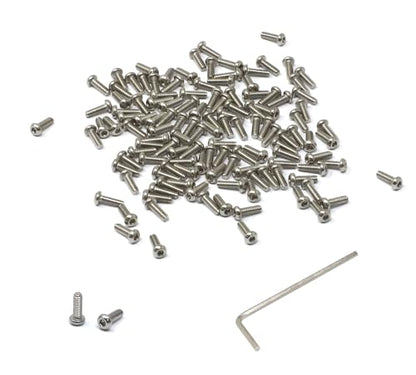 iexcell 100 Pcs M2 x 6mm Thread Pitch 0.4 mm Stainless Steel 304 Hex Socket Button Head Cap Screws Bolts Kit - size: M2 x 6mm
